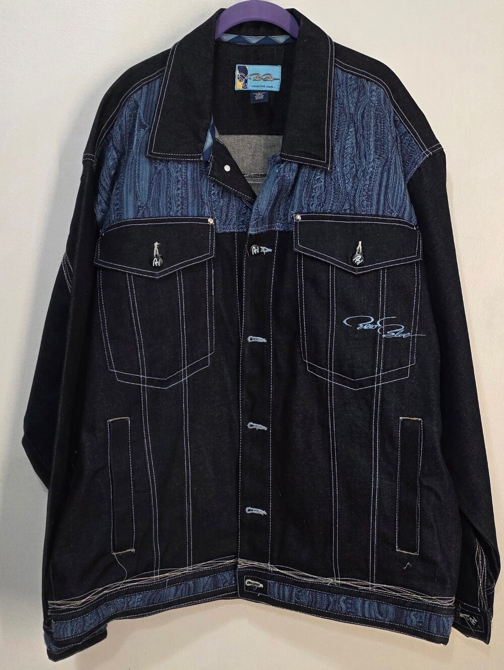 Vintage Raw Blue Collective Denim Jacket Dark Wash XL